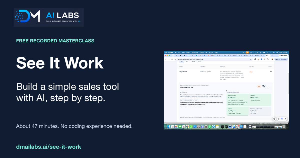 See It Work: free recorded DM AI Labs masterclass